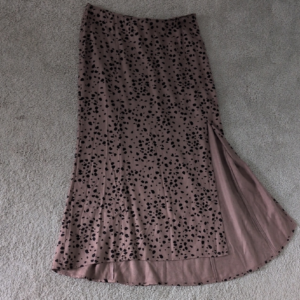 Abercrombie & Fitch Brown Polka Dot Midi Skirt